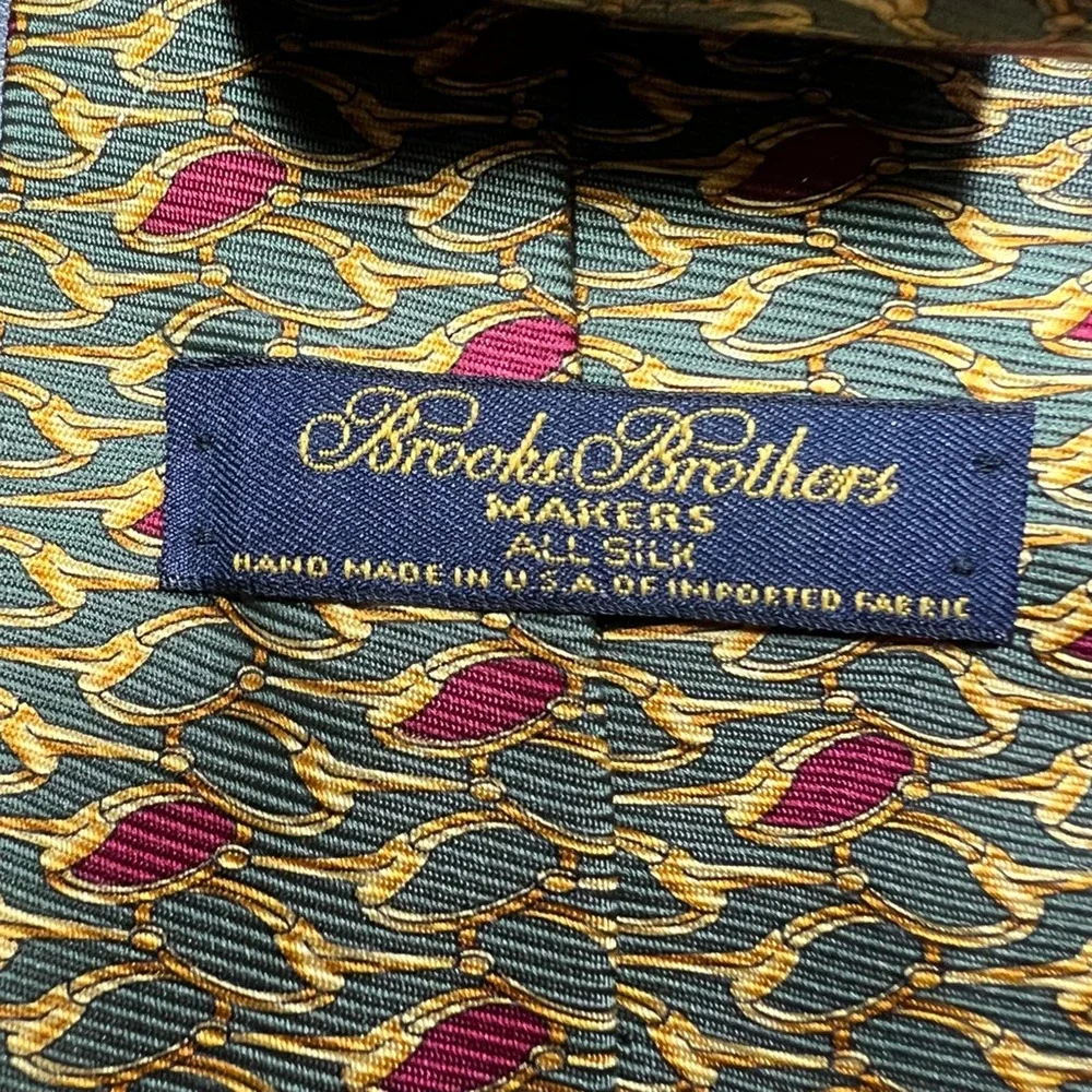 Brooks Brothers Mens Tie Necktie Multicolor Geometric 100% Silk Tied Classic USA
